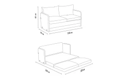 2-sits bäddsoffa Rubby (128 x 70 x 66 cm) Beige