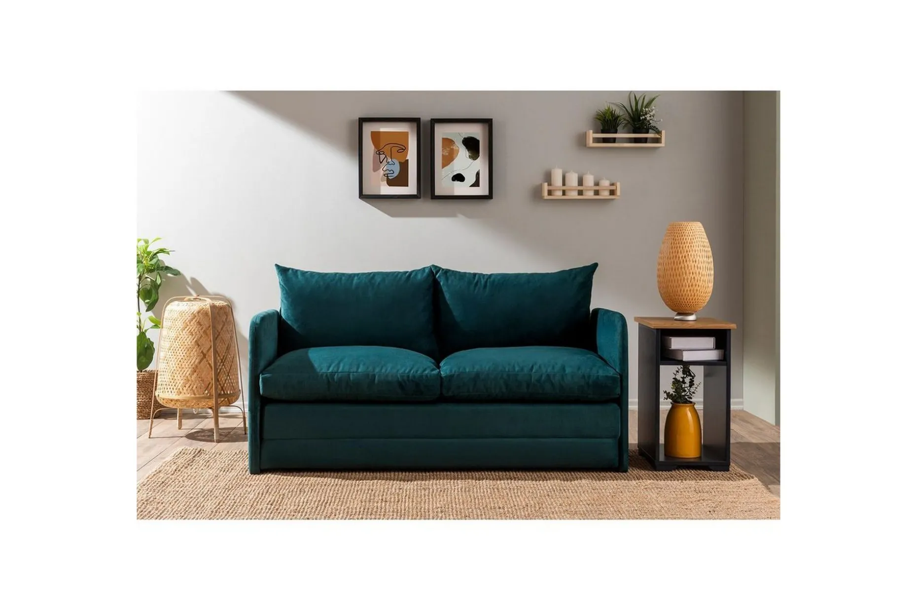 2-sits bäddsoffa Rubby (148 x 70 x 66 cm) Petrolgrön