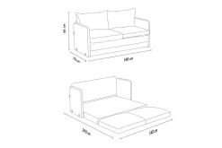 2-sits bäddsoffa Rubby (148 x 70 x 66 cm) Petrolgrön