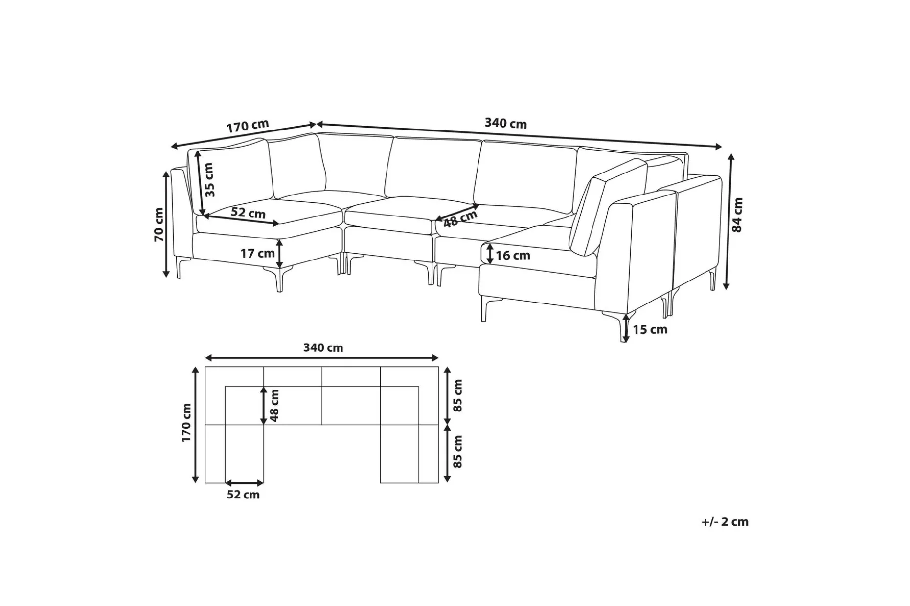 6-sits Divansoffa Samkom
