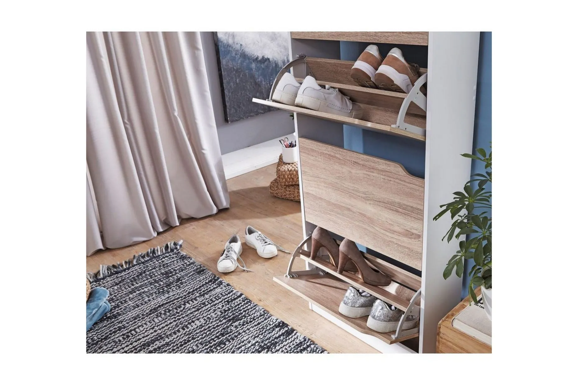 Skoskåp Wohnling Folierad spånskiva 4 tipp-ut fack för 24 par