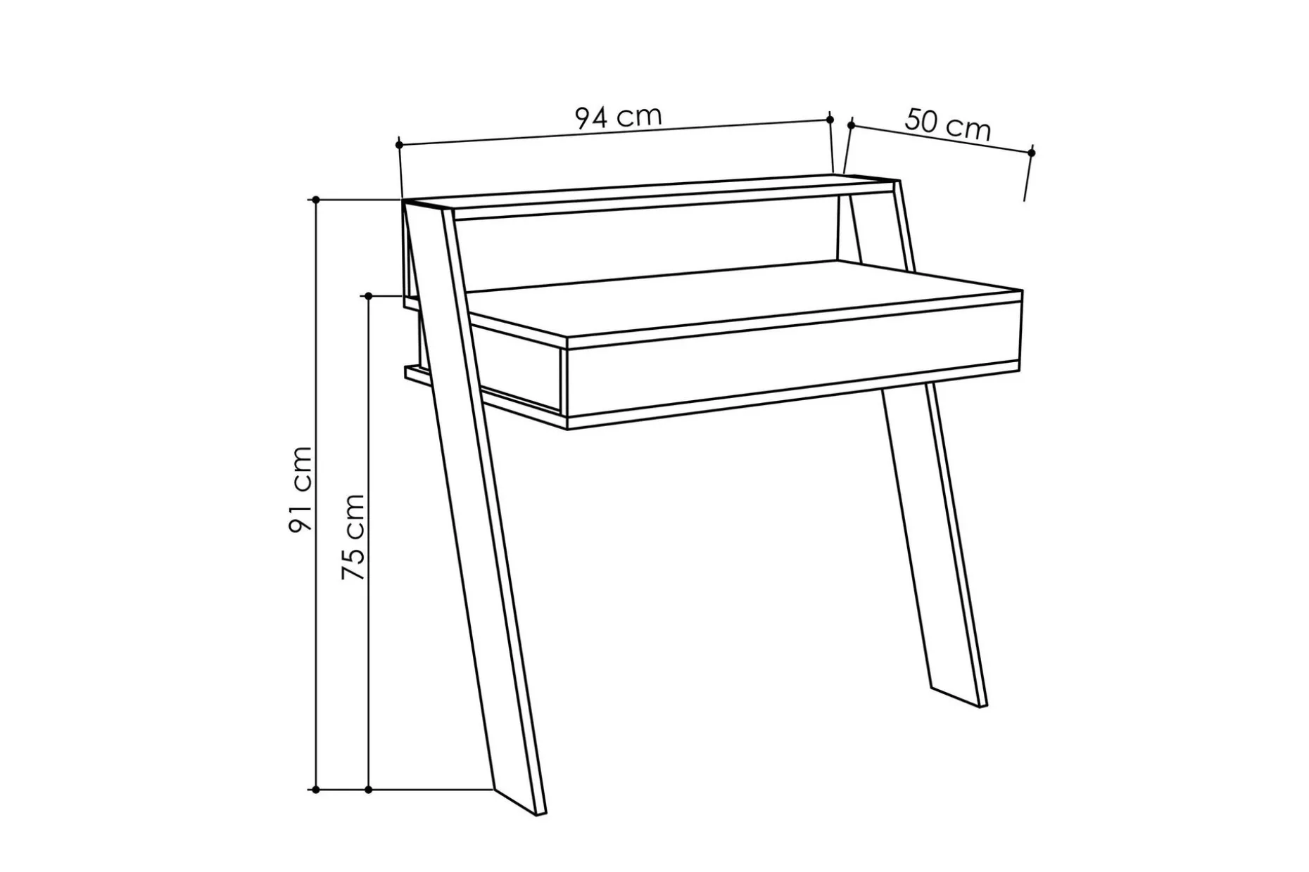Skoved Skrivbord 94 cm med Förvaring Låda + Hylla