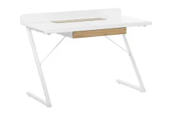 Skrivbord 120 x 60 cm vit/ljust trä FOCUS