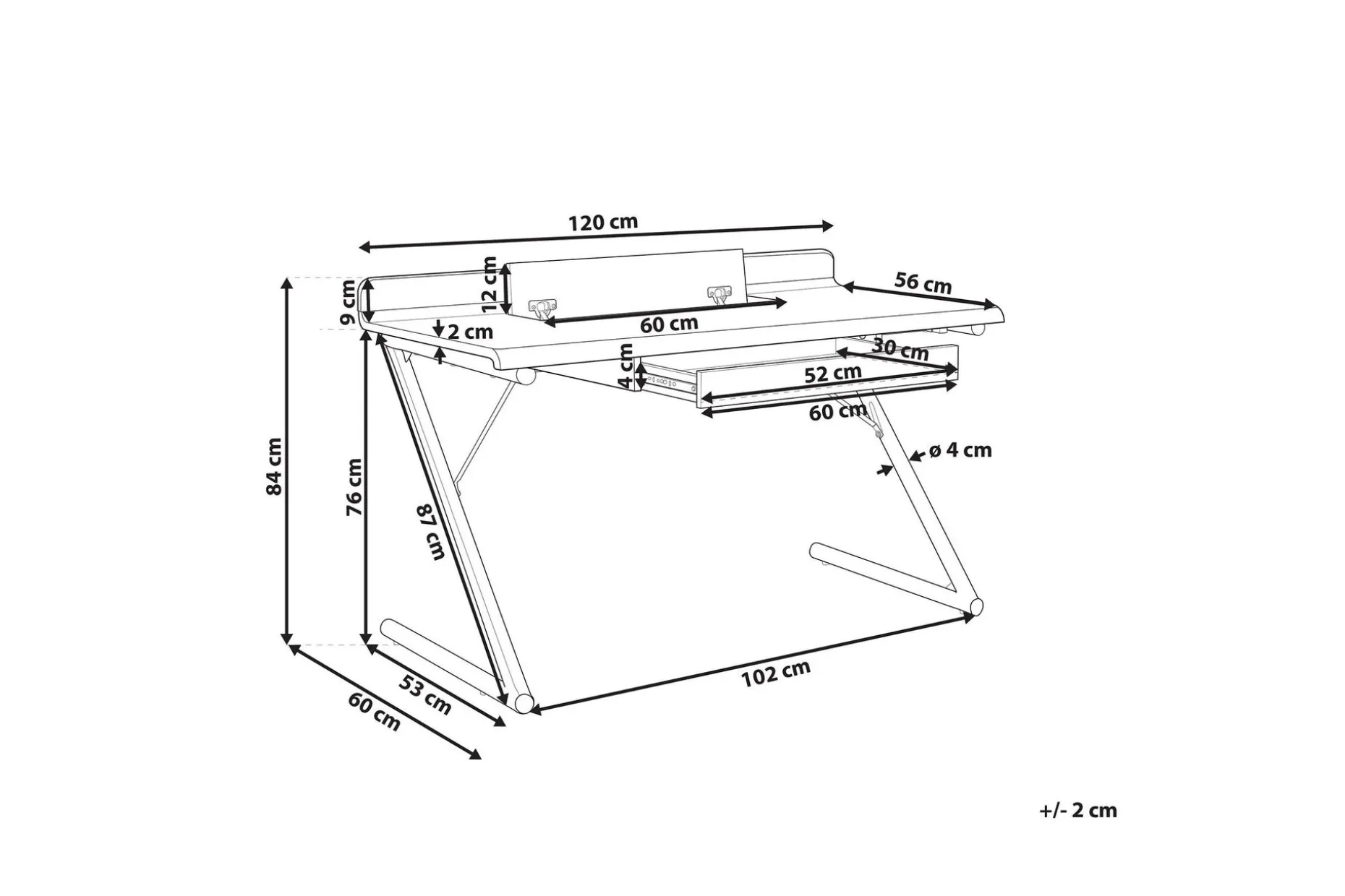 Skrivbord 120 x 60 cm vit/ljust trä FOCUS