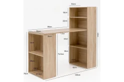 Skrivbord Wohnling med hylla 120x120x53 cm trä i modern stil Sonoma