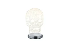 Skull LED bordslampa krom