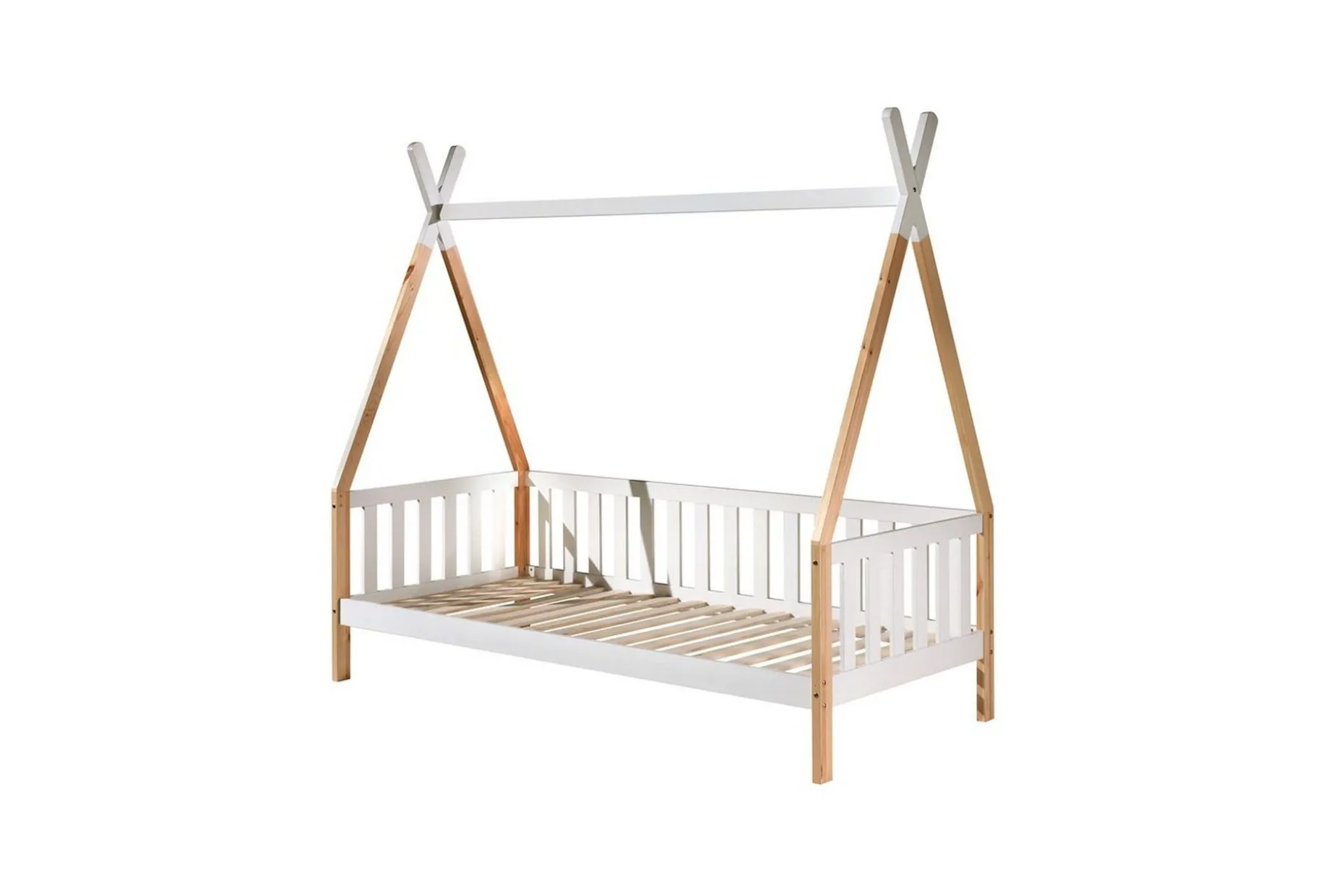 Säng med Låda Tipi Vit, Med staket