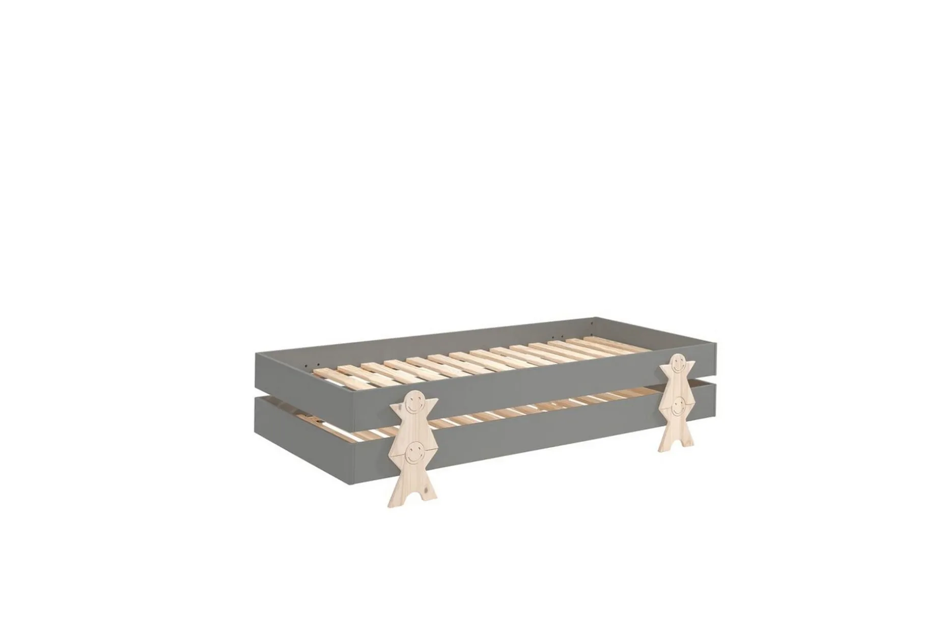 Säng Modulo med smilisfötter Grå, 2