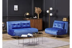 Soffa 2-sits sammet marinblå VESTFOLD