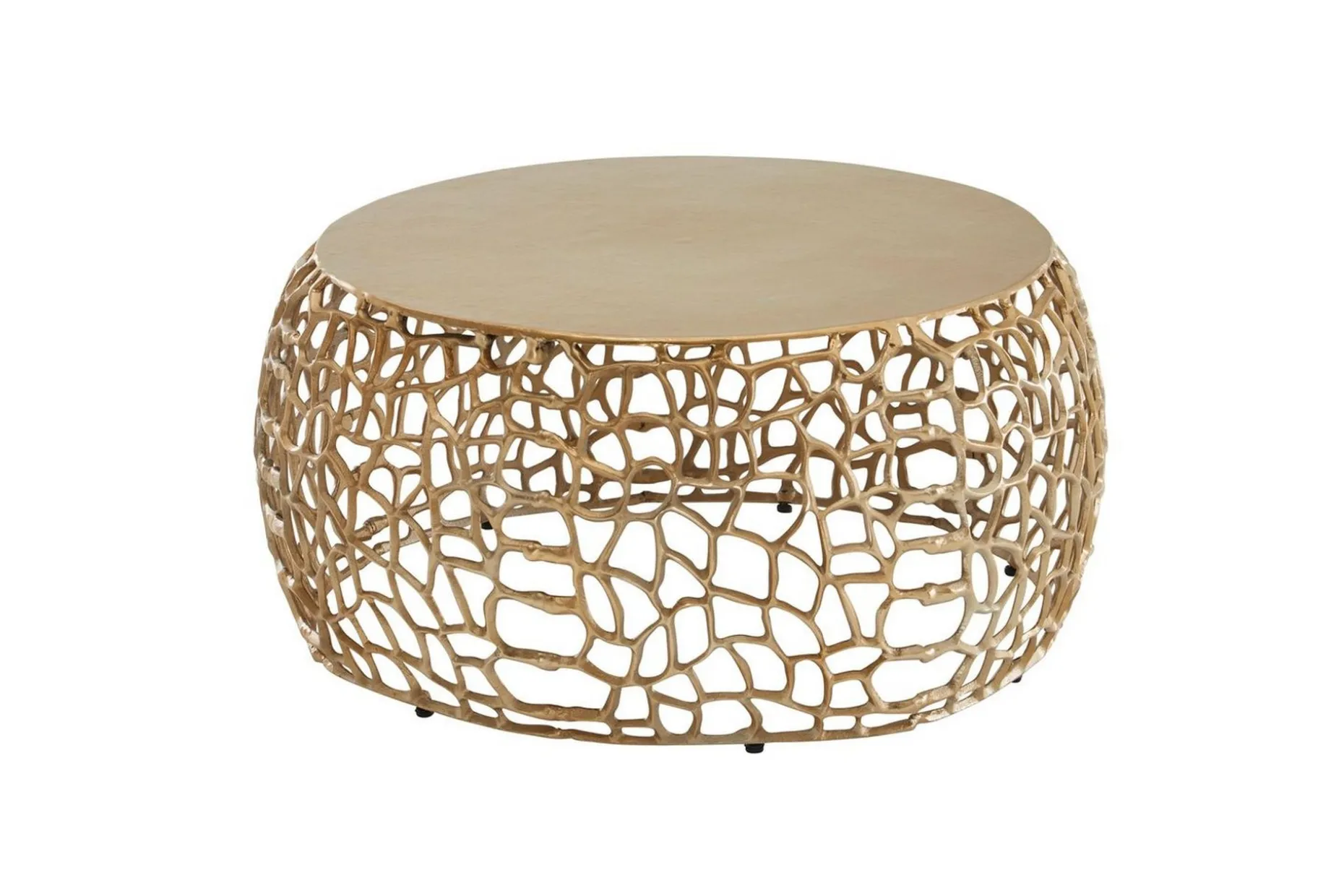 Soffbord Wohnling aluminiumgjutning, rund 60 cm handgjord, modern stil Guld