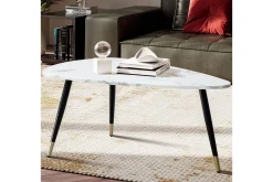 Soffbord Wohnling marmorutseende 90 cm, triangulär modern stil Marmor Vit
