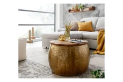 Soffbord Wohnling Rund diameter 60 cm förvaringsutrymme massivt bordsytor lantlig stil
