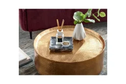Soffbord Wohnling rund metall 60 cm hamrat utseende, orientalisk stil Guld