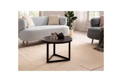 Soffbord Wohnling Runt massivt trä med stenfinish modern metallram
