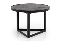 Soffbord Wohnling Runt massivt trä med stenfinish modern metallram
