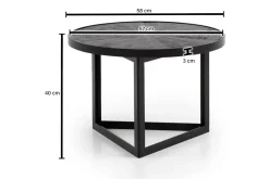 Soffbord Wohnling Runt massivt trä med stenfinish modern metallram