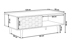Swanea Soffbord 120 cm med Förvaring Skåp + Hylla