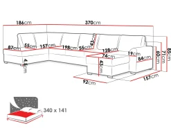 Taberk Large 6-sits U-Soffa med Divan Höger