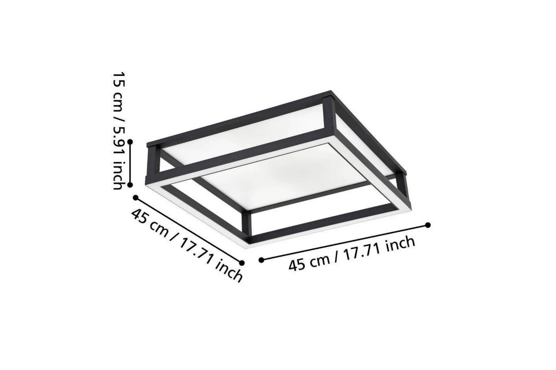 Takbelysning Eglo Macellara Svart/Vit 45x45 cm