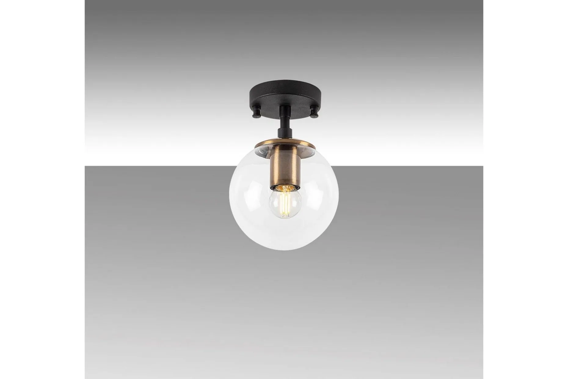 Taklampa Sone Svart / Antik / Transparent