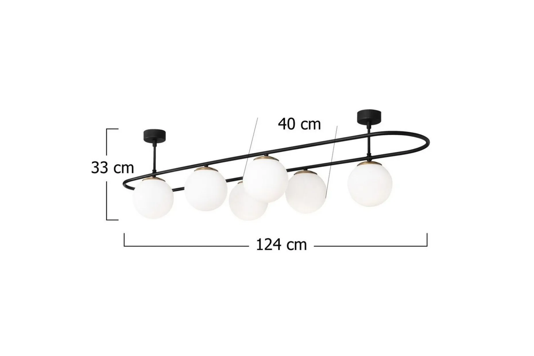 Taklampa Wynel Svart / Vit Sex Socket