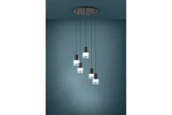 Takpendel Eglo Molineros Svart/Transparent Rondell med 5 Lampor