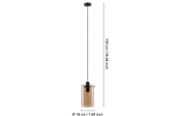 Takpendel Eglo Polverara Svart/Amber 1 Lampa