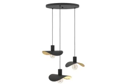 Takpendel Eglo Saceda Svart/Guld Rondell med 3 Lampor