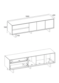 Tavon TV-bänk 180x55x45 cm