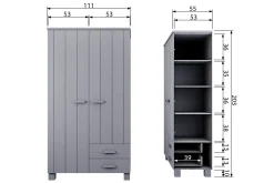 Tenney Garderob med 2 Lådor 111 cm