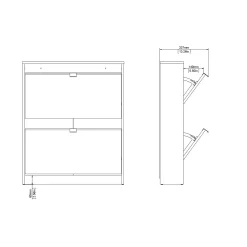Tenor Skoskåp med 2 fack 70x16x85 cm