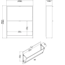 Tenor Skoskåp med 2 fack 70x16x85 cm
