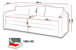 Tenus Bäddsoffa 208x76x86 cm