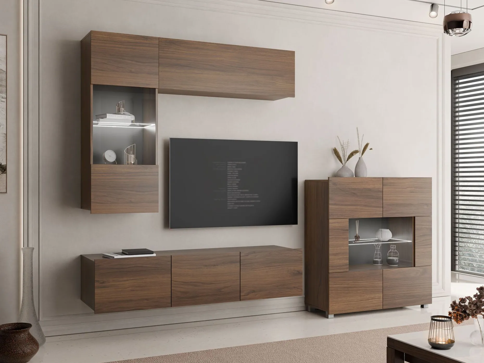 Tessan Tv väggenhet med LED-belysning
