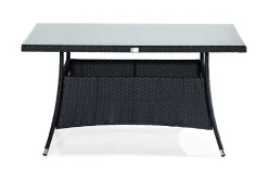 Thor Utebord – Matbord Utomhus 140x90 cm i konstrotting med glasskiva