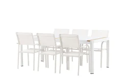 Togo Matgrupp Utomhus 200 cm Rektangulär med 6 Santorini Utestolar