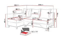 Tom Divanbäddsoffa 215x133x72 cm