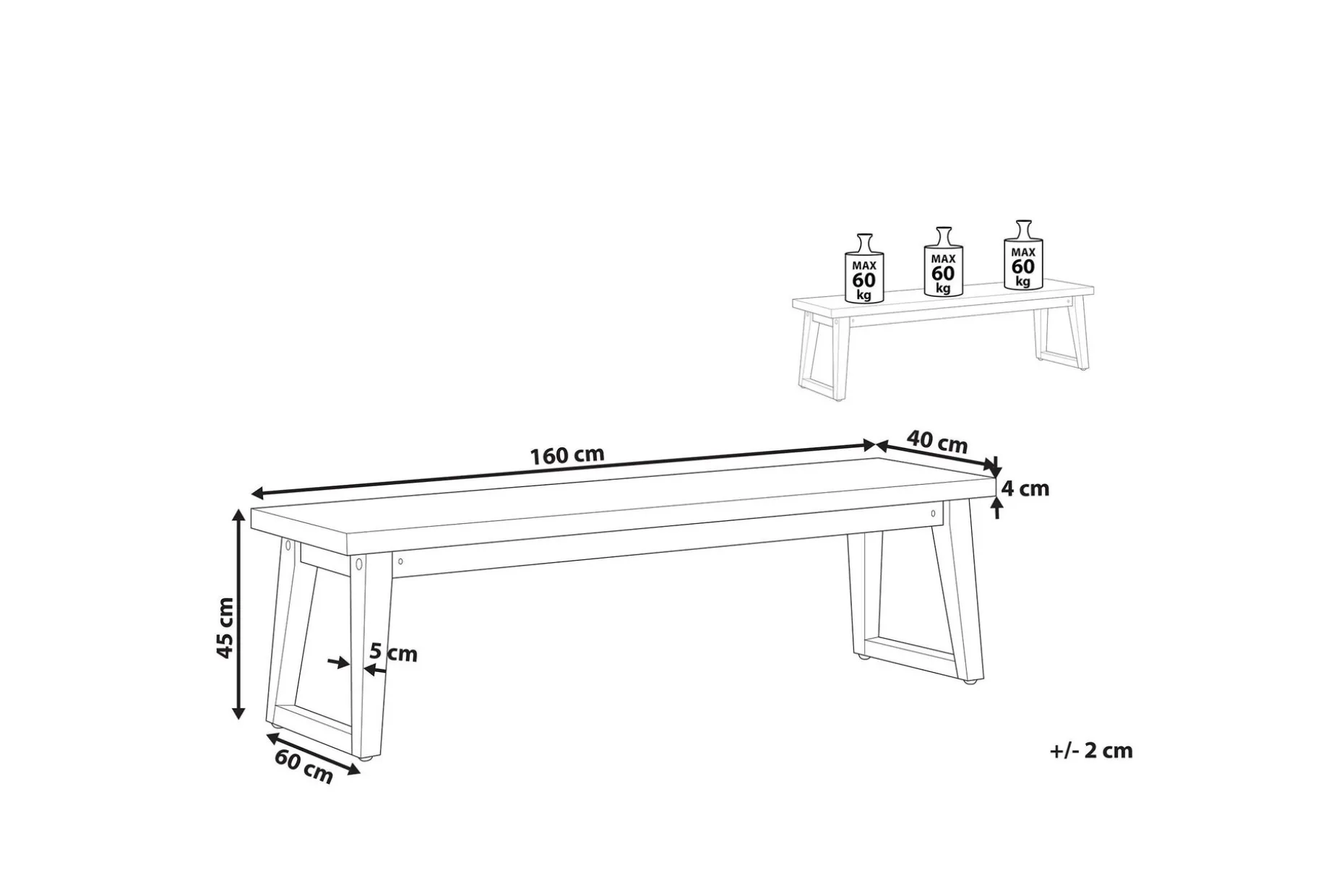 Trädgårdsbänk 160 cm grå ORIA