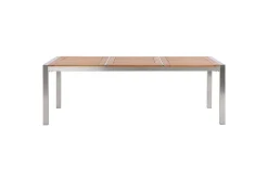 Trädgårdsbord Grosseto Ljus trä/silver, 100x220x74 cm