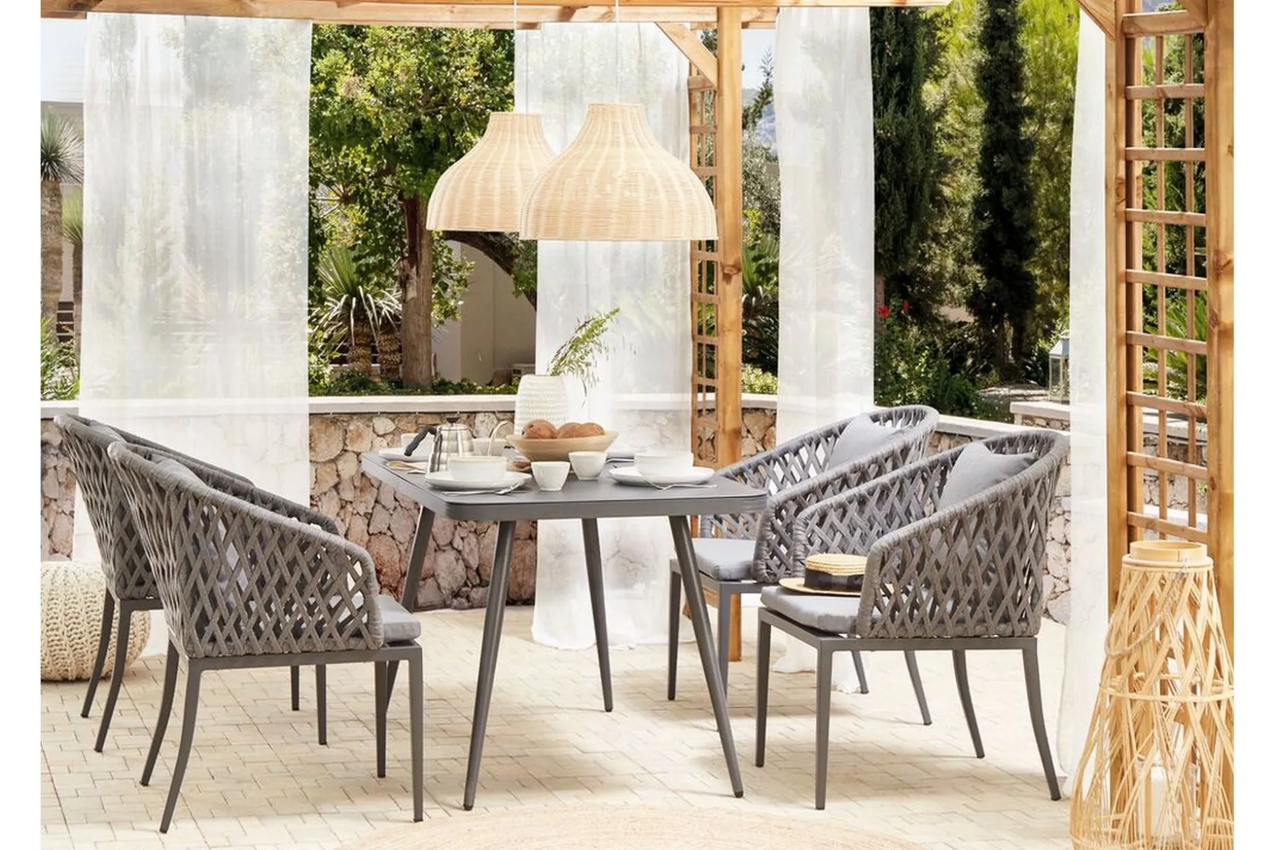 Trädgårdsstol 2 st aluminium grå LIPARI