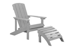 Trädgårdsstol med fotpall ljusgrå ADIRONDACK