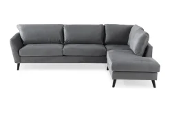 Trend 4-sits Högervänd L-formad Schäslongsoffa i Sammet