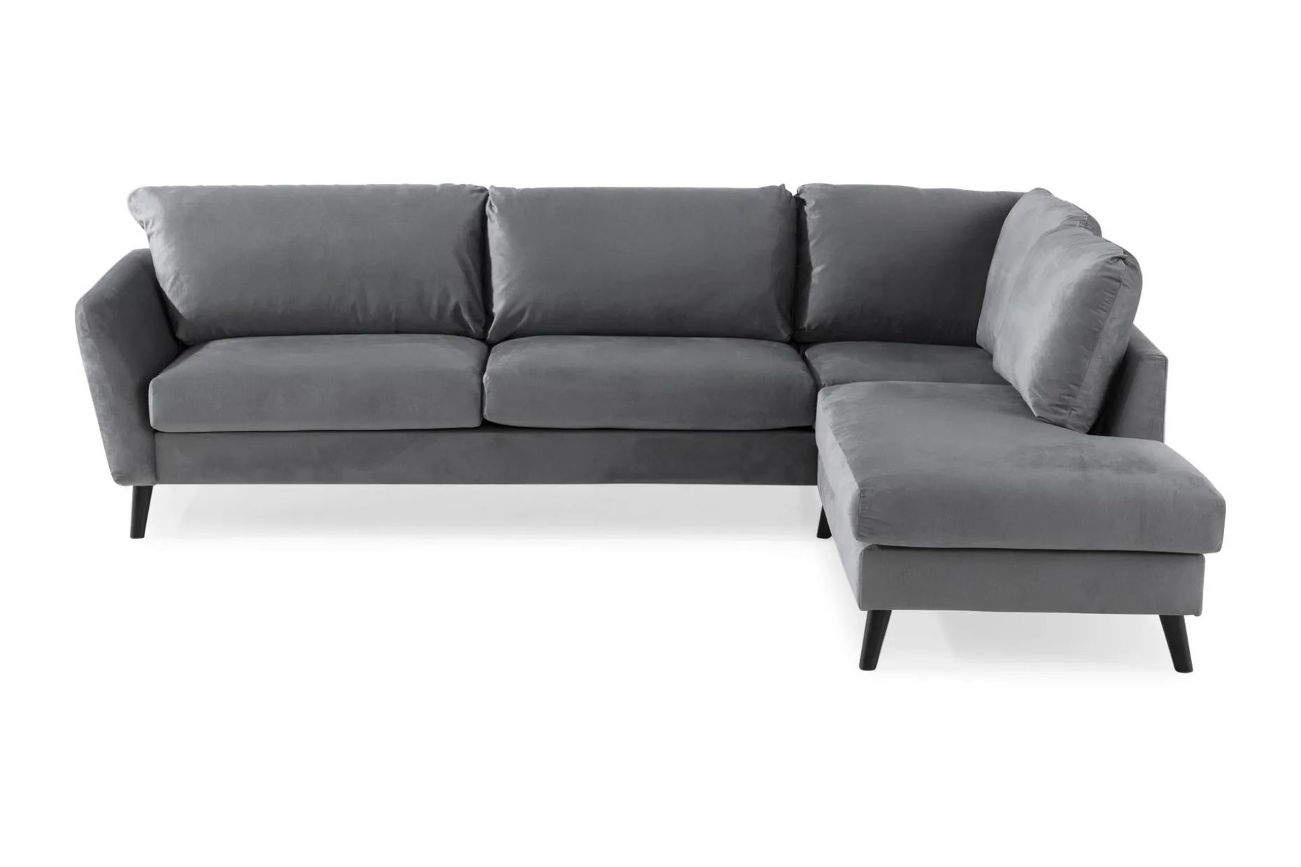 Trend 4-sits Högervänd L-formad Schäslongsoffa i Sammet