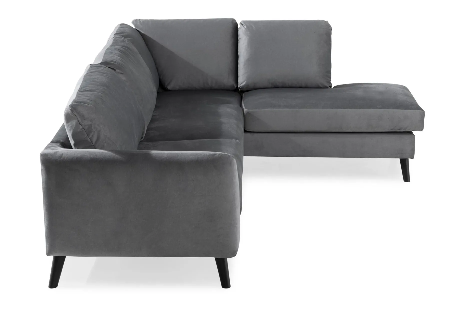 Trend 4-sits Högervänd L-formad Schäslongsoffa i Sammet