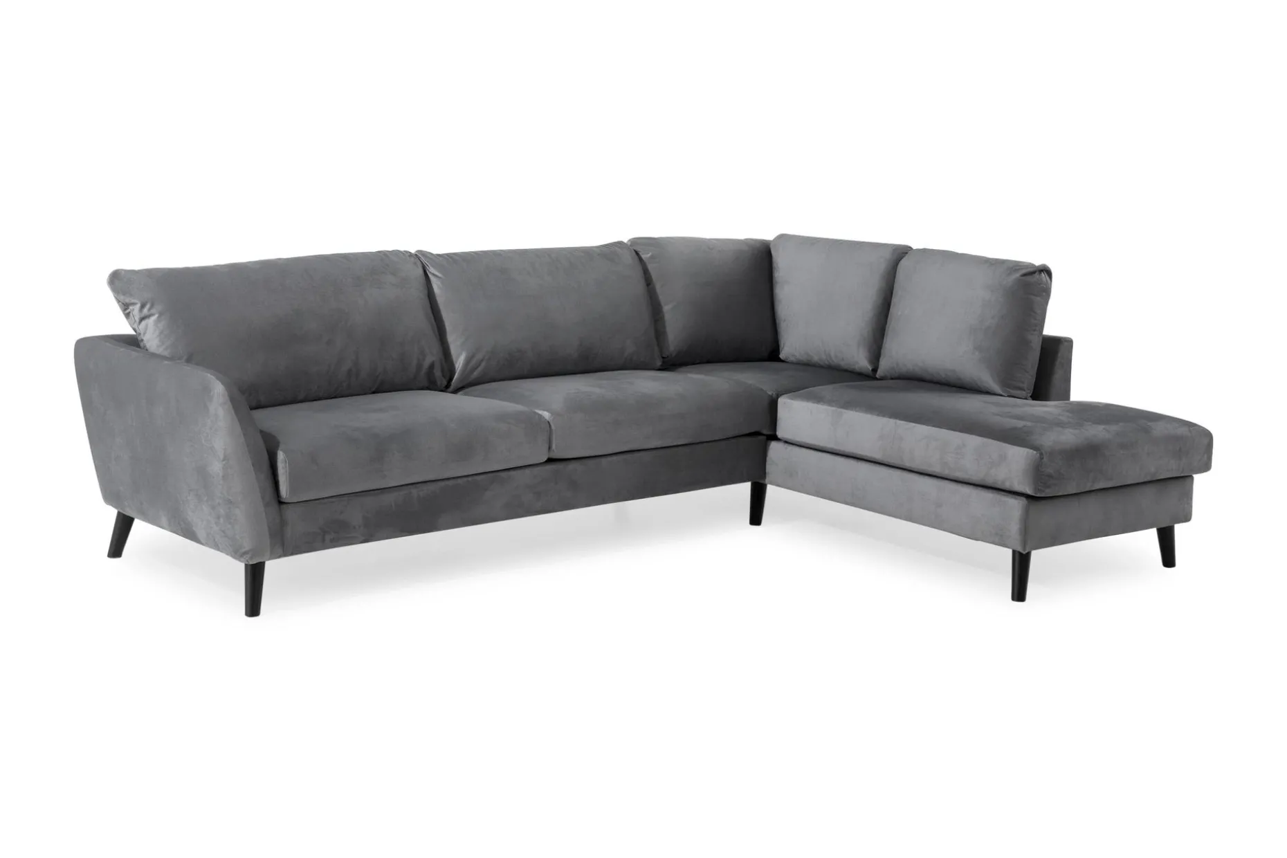 Trend 4-sits Högervänd L-formad Schäslongsoffa i Sammet
