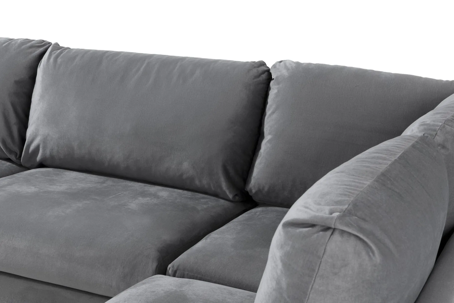 Trend 4-sits Högervänd L-formad Schäslongsoffa i Sammet