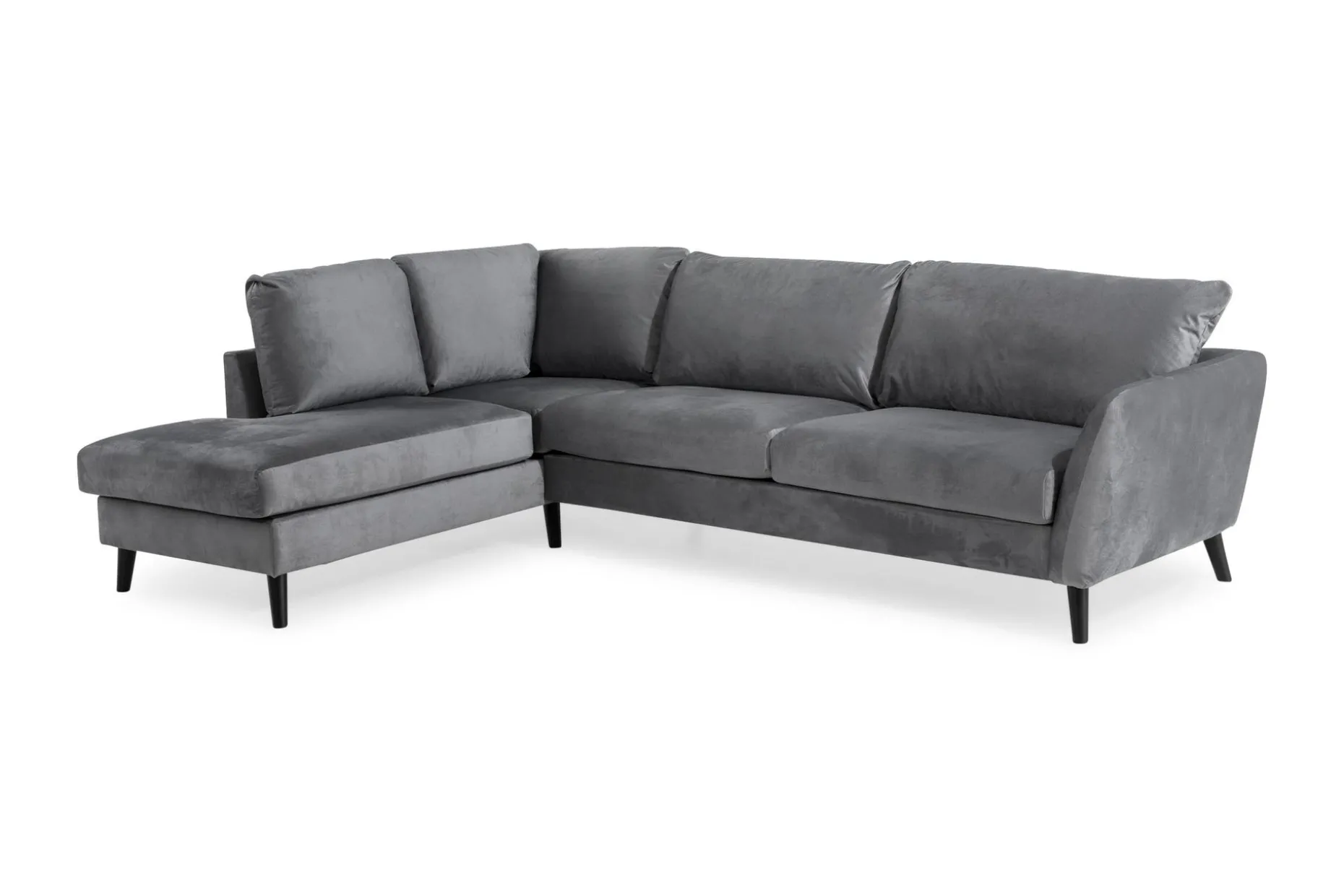 Trend 4-sits Vänstervänd L-formad Schäslongsoffa i Sammet