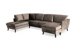 Trend 4-sits Vänstervänd U-formad Soffa med Divan och Schäslong i Sammet