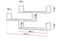 Triorana Smal Vägghylla 119x18x55 cm med 3 hyllplan