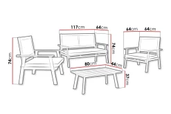 Tritante 4-sits Soffgrupp Utomhus - Loungegrupp balkong terrass uteplats